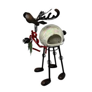 Pier 1 One Bobblehead Moose Reindeer Tealight Candle Holder Tree Cutout 13+”
